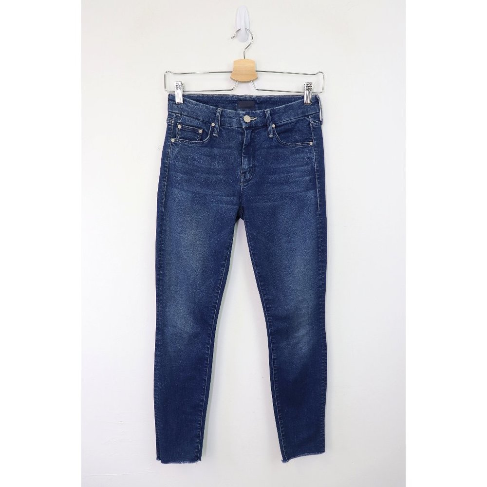 Mother The Looker Ankle Fray Jeans Skinny Super Stretch Denim Fast Times Wash 24 - Picture 4 of 11